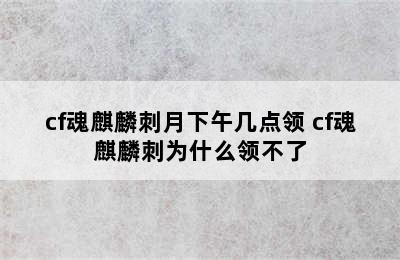 cf魂麒麟刺月下午几点领 cf魂麒麟刺为什么领不了